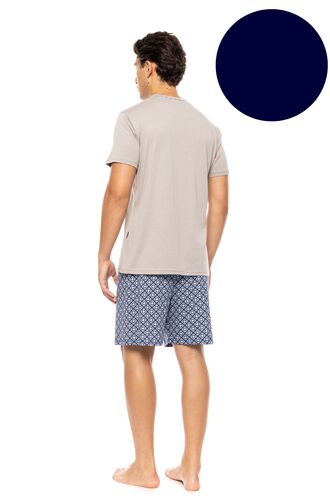 Ανδρική Καλοκαιρινή Πυτζάμα Ulisse - Yacht Blue - V-NECK - Print - Κοντό μανίκι - Cotton