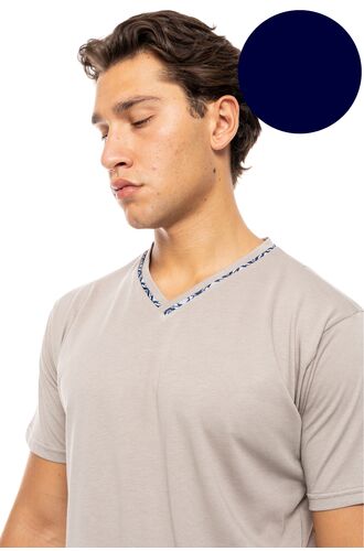 Ανδρική Καλοκαιρινή Πυτζάμα Ulisse - Yacht Blue - V-NECK - Print - Κοντό μανίκι - Cotton