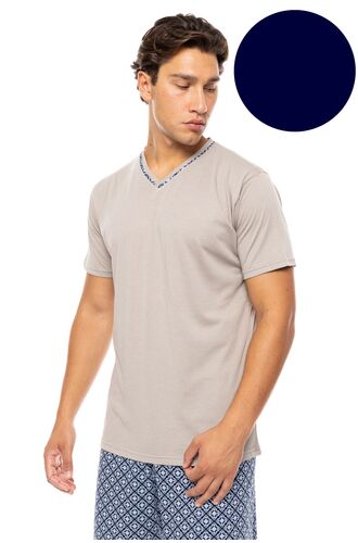 Ανδρική Καλοκαιρινή Πυτζάμα Ulisse - Yacht Blue - V-NECK - Print - Κοντό μανίκι - Cotton