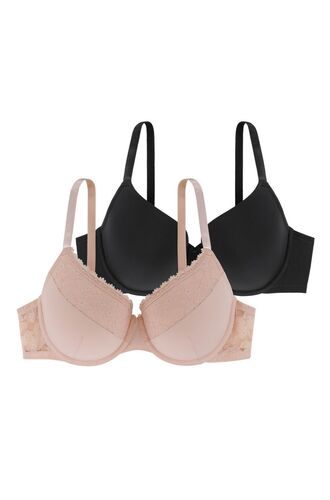 Σουτιέν Dorina - 1+1 ΔΩΡΟ - Μαύρο & Ροζ - Μεγάλα μεγέθη - Cup D E