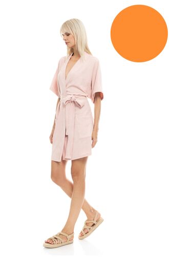 Γυναικεία Ρόμπα Pink Label - Σταυρωτή Apricot - Μανίκι 3/4 - Cotton
