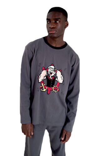 Ανδρική πυτζάμα Happy Family - Γκρι - Print PopeyeΑνδρική πυτζάμα Happy Family - Γκρι - Print Popeye