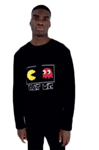 Ανδρική πυτζάμα Happy Family - Μαύρη - Print Pac man