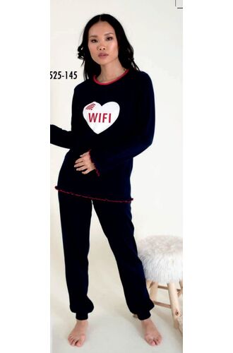 Γυναικεία πυτζάμα Happy Family - Μαύρη - Τύπωμα καρδιά