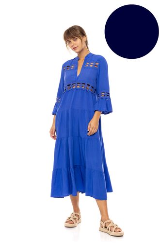 Γυναικείο Beachdress Pink Label -  Yacht Blue - Midi Φόρεμα - Regular Fit - Viscose