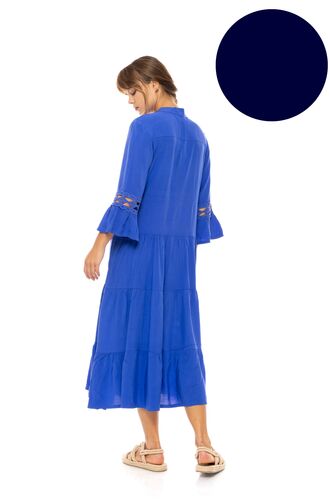 Γυναικείο Beachdress Pink Label -  Yacht Blue - Midi Φόρεμα - Regular Fit - Viscose