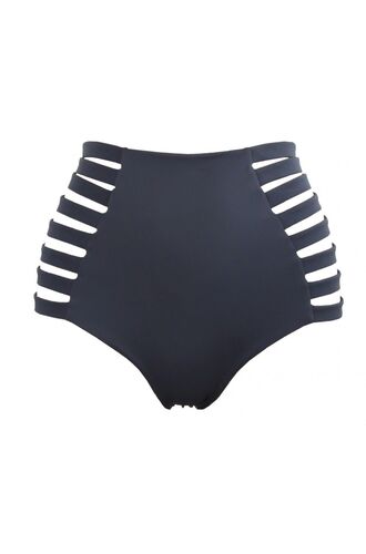 Ψηλόμεσο μαγιό slip Rock Club - Μαύρο - Κορδόνια στο πλάι