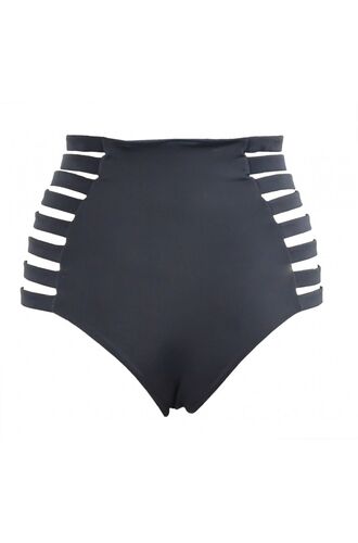 Ψηλόμεσο μαγιό slip Rock Club - Μαύρο - Κορδόνια στο πλάι