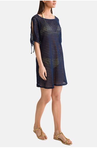 Γυναικείο Beachwear Vamp - Καφτάνι Blue Marine - Ζακάρ 100% βαμβάκι