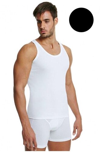 Ανδρική φανέλα Palco Basic - Βαμβακερή - Ελαστική με φαρδιά τιράντα - Μαύρη