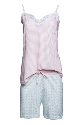 Γυναικεία Πυτζάμα Pink Label - Cotton - Κοντό Παντελόνι - Ψιλή Τιράντα