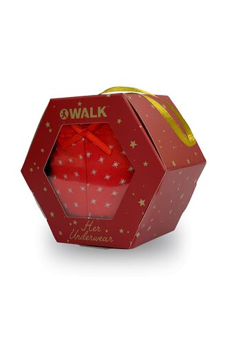 WALK Γυναικείο Slip Lace Brief - Bamboo - Gift Box - Κόκκινο με έλατα