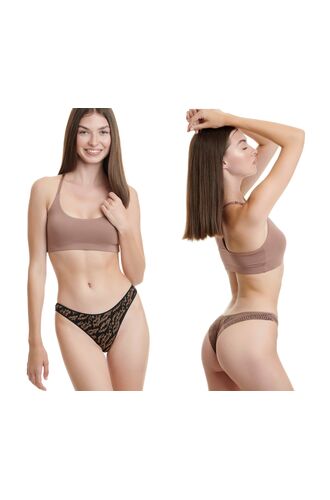 Γυναικείο brazil slip Walk με σχέδια - Brief - ίνες bamboo - 2 pack