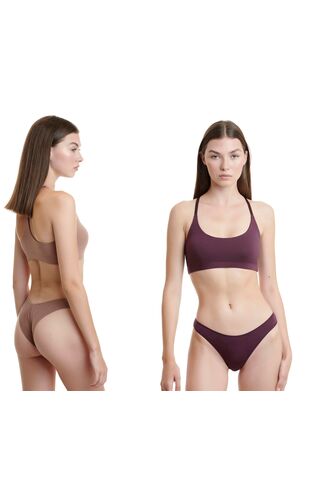 Γυναικείο brazil slip Walk - Μονόχρωμο Brief από ίνες bamboo - 2 pack