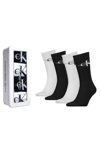 Ανδρικές Κάλτσες Calvin Klein - Logo - Μαύρες & Λευκές - Μακριές - 4 Pack
