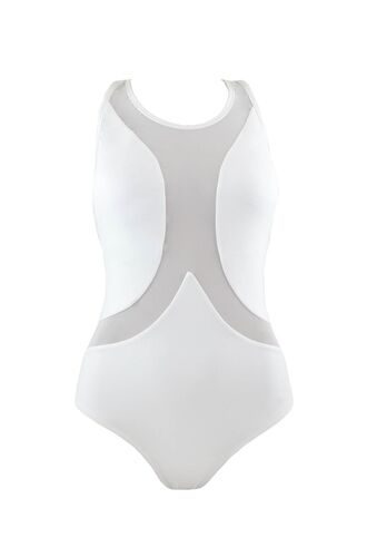 Γυναικείο μαγιό ολόσωμο Rock Club - Λευκό Κανονικό - Διαφάνεια