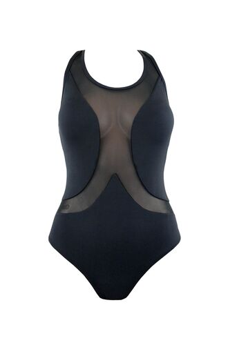 Γυναικείο μαγιό ολόσωμο Rock Club - Μαύρο Κανονικό - Διαφάνεια