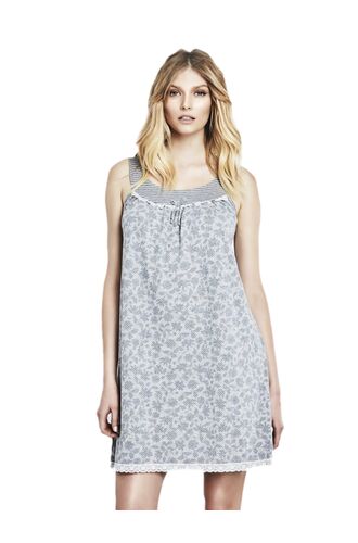 Γυναικείο νυχτικό Lida - Γκρι φλοράλ - Δαντέλα