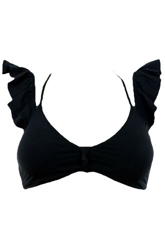 Μαγιό τρίγωνο top Rock Club - Bikini Push Up με βολάν - Ενίσχυση - Μαύρο