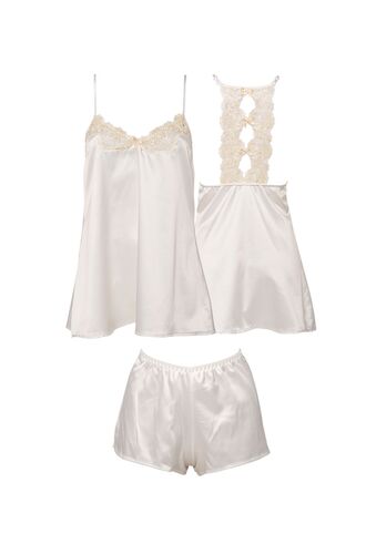 Νυφικό Baby doll Miss Rosy - Σατέν Ιβουάρ - Δαντέλα