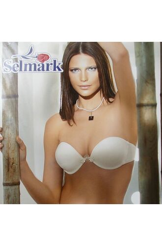 Σουτιέν νυφικό στράπλες Selmark - Σατέν Λευκό  - Cup B