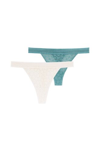 Dorina Γυναικείο String Yuka - 1+1 ΔΩΡΟ - Ιβουάρ & Τιρκουάζ - 2 Pack