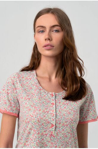 Γυναικεία πυτζάμα  Vamp - Κάπρι παντελόνι - Κοραλί