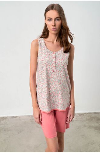 Γυναικεία πυτζάμα  Vamp - Σορτσάκι - Κοραλί φλοράλ