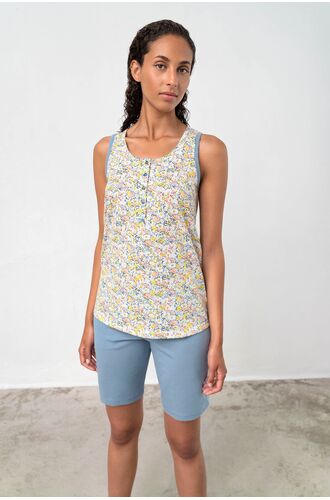 Γυναικεία πυτζάμα  Vamp - Σορτσάκι - Μπλε φλοράλ