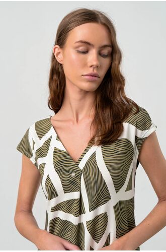 Γυναικείο Beachwear Vamp - Λαδί - Λευκό Print