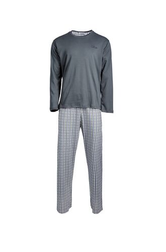 Ανδρική πυτζάμα Pink Label - Γκρι - Καρό παντελόνι