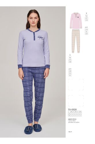 Γυναικεία πυτζάμα Noidinotte - Λιλά - Παντελόνι μωβ καρό