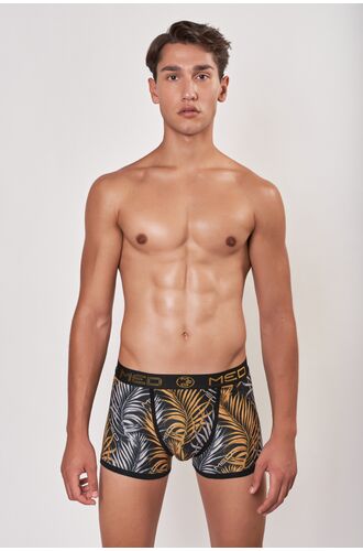 MED Ανδρικό boxer KANEY - Χρυσό - Μαύρο - Print Φτέρη
