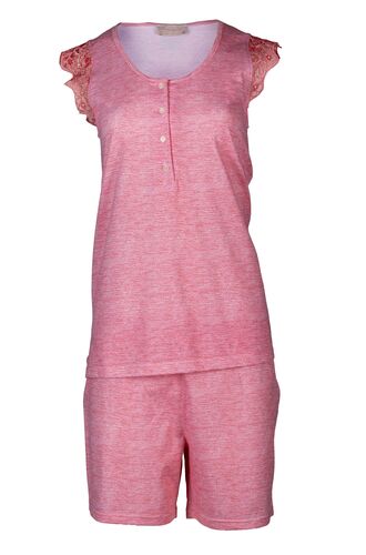 Γυναικεία Πυτζάμα Pink Label - Ροζ αμάνικη - Σορτσάκι