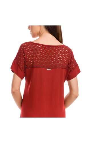 Γυναικείο φόρεμα καλοκαιρινό Vamp - Δαντέλα - Beachwear Κόκκινο