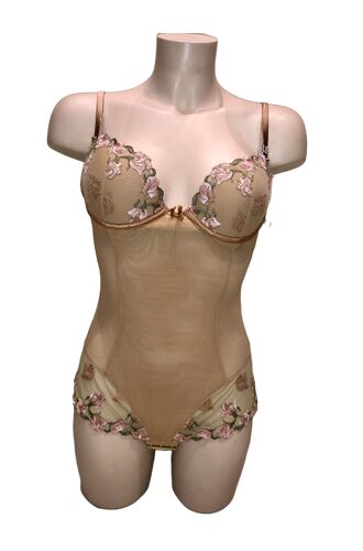 Γυναικείο Κορμάκι Biagiotti - Δαντέλα - Ελαστικό - Μπεζ