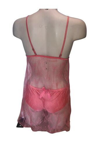 Γυναικείο Nεγκλιζέ Jolidon - Δαντέλα - Ελαστικό - Κοραλί - Σετ με Σλίπ