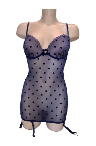 Γυναικείο Nεγκλιζέ Jolidon - Δαντέλα - Ελαστικό - Μωβ - Πουά