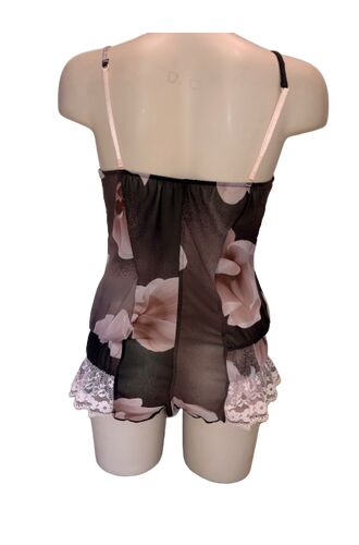 Κορμάκι Lida - Φλοράλ - Ροζ/Καφέ - Δαντέλα