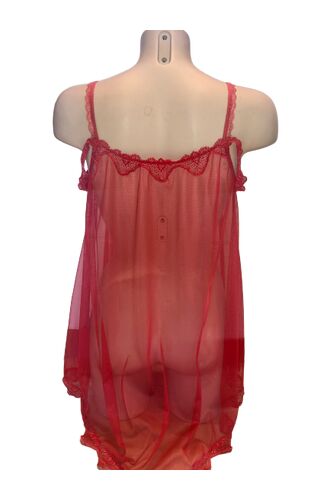 Νεγκλιζέ Lida - Κόκκινο - Διαφάνεια -Ανοιχτό Μπροστά