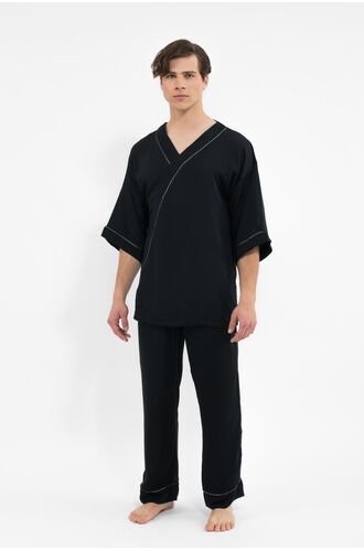 Ανδρική πυτζάμα MED LOGAN - Μαύρη - Κιμονό
