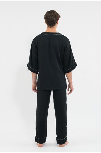 Ανδρική πυτζάμα MED LOGAN - Μαύρη - Κιμονό