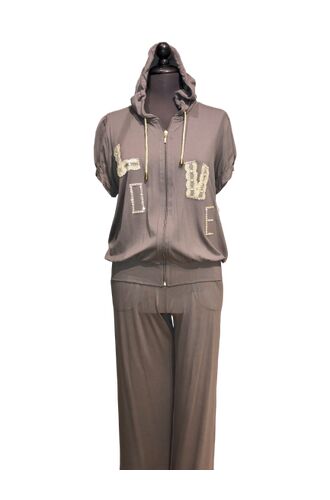 Γυναικεία φόρμα Set Claire Katrania - Ζακέτα με κουκούλα - Μακρύ Παντελόνι