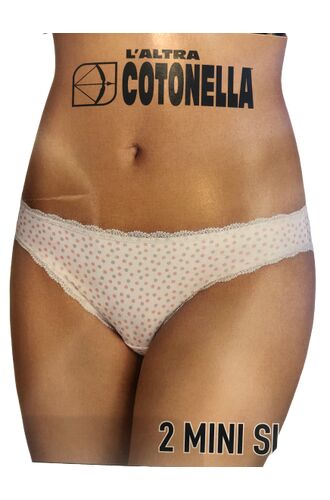 Slip Cotonella - Λευκό Πουά/Γκρι - Οικολογικό βαμβάκι - 2 pack