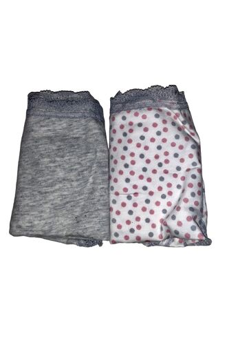 Slip Cotonella - Λευκό Πουά/Γκρι - Οικολογικό βαμβάκι - 2 pack