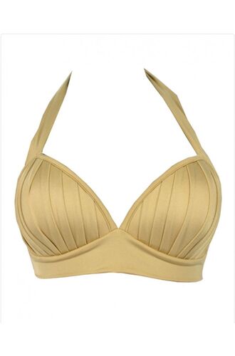 Μαγιό τρίγωνο Rock Club - Gold τοπ Bikini - Σταθερό cup C/D