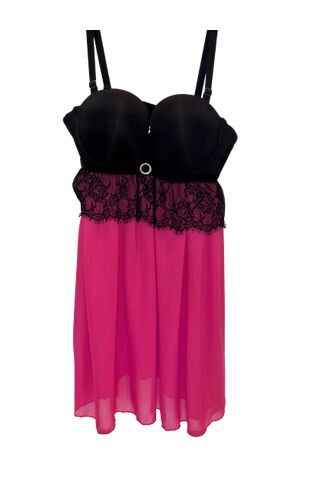 Γυναικείο Nεγκλιζέ Fontana di vita - Δαντέλα - Ελαστικό - Μαύρο/Φουξ