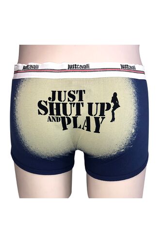 Ανδρικό boxer Just Cavalli - Μπλε - Λευκό λάστιχο - Τύπωμα πίσω