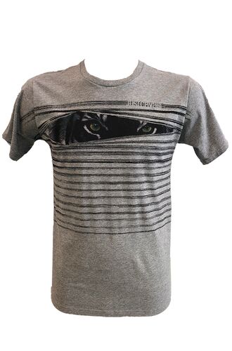 Ανδρικό T-Shirt Just Cavalli - Γκρι - Τύπωμα τίγρη