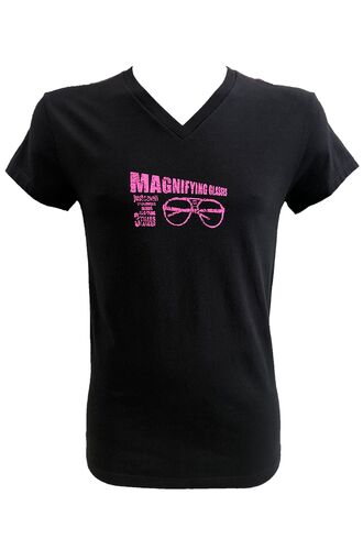 Ανδρικό T-Shirt Just Cavalli - V neck μαύρο - Ροζ τύπωμα